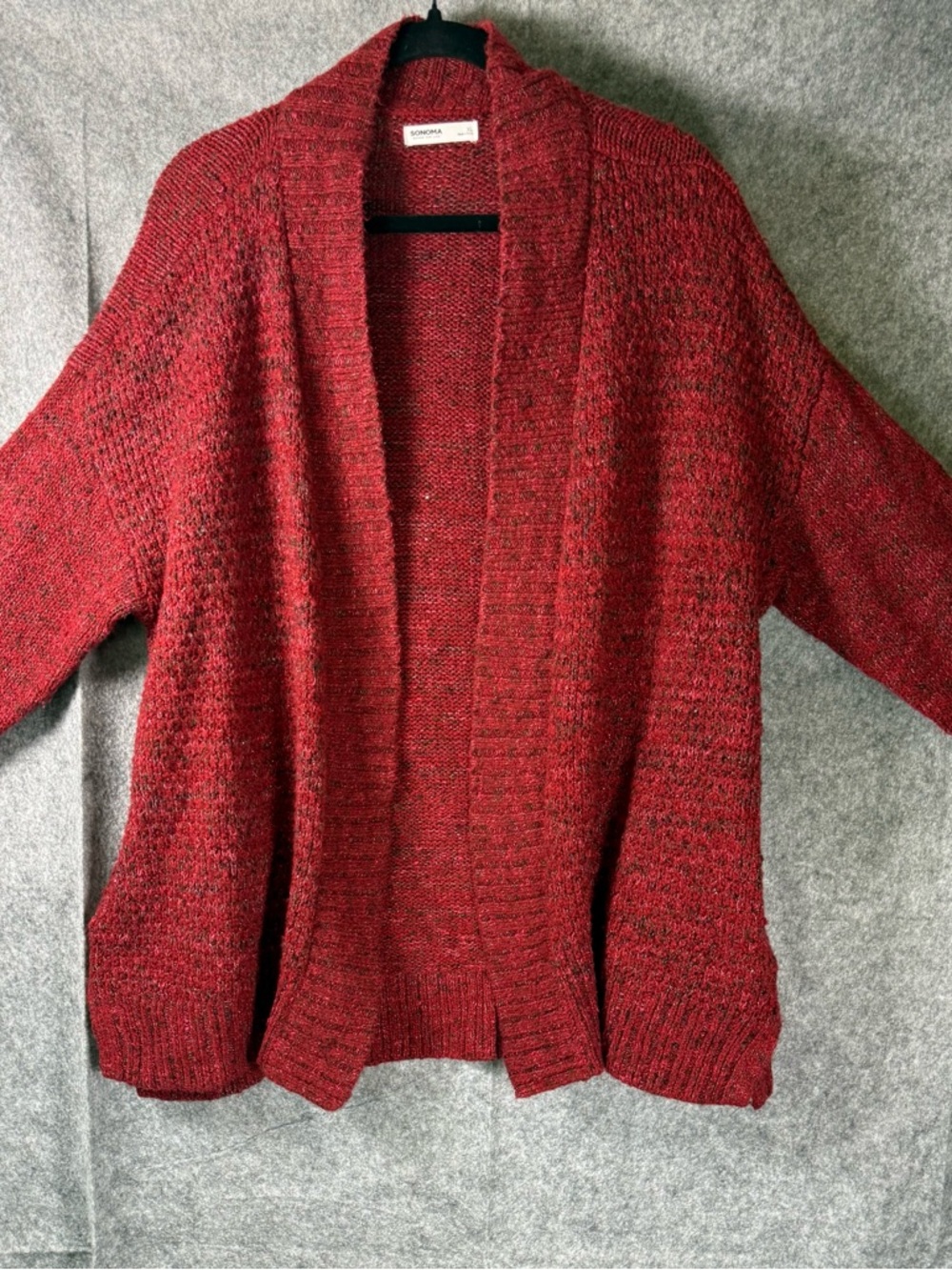 Sonoma Red Marled Open‎ Front Cardigan Sweater XL